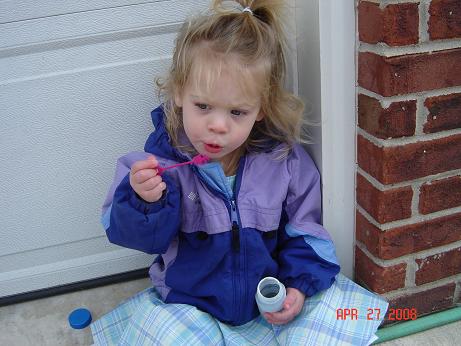 blowing bubbles